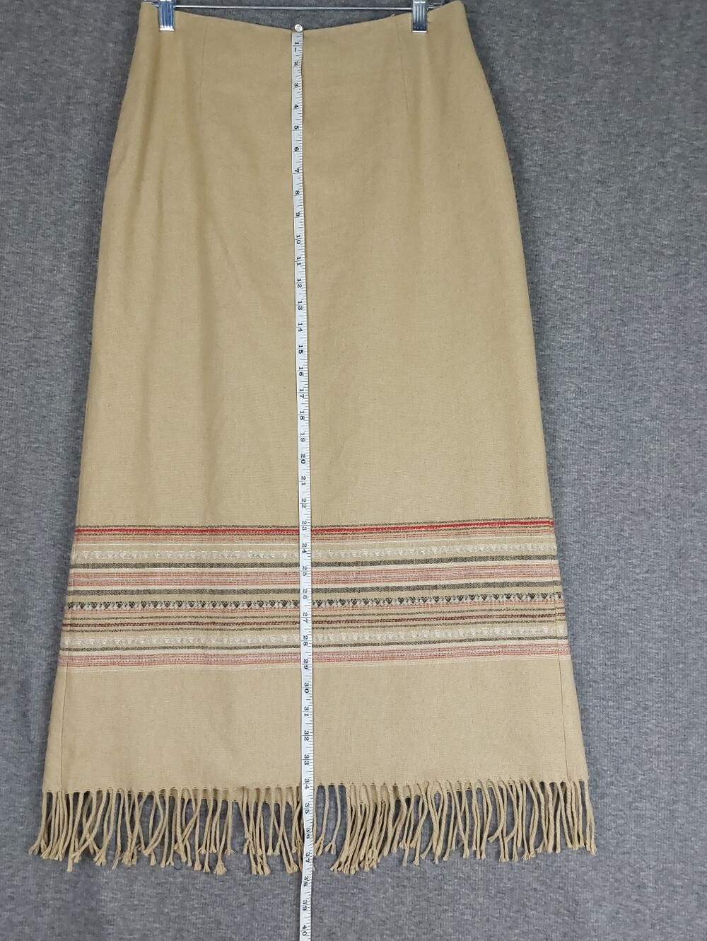FIELD GEAR WOMENS VTG TAN BROWN WOOL BLEND WESTERN FRINGE BLANKET SKIRT 12 - Picture 2 of 7